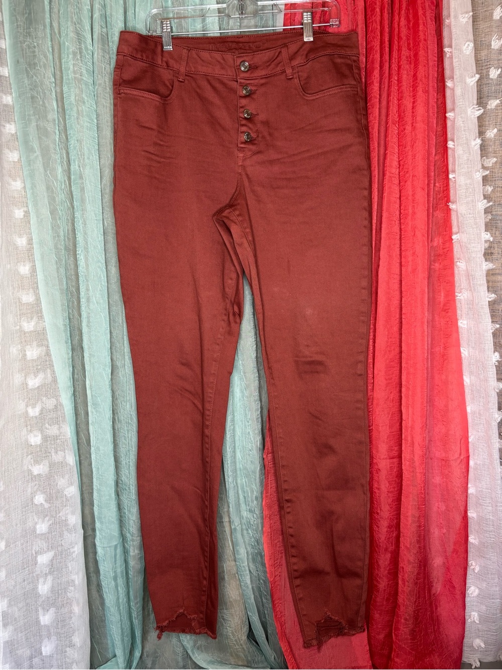 Maurices High Rise Skinny Jeans in Rust